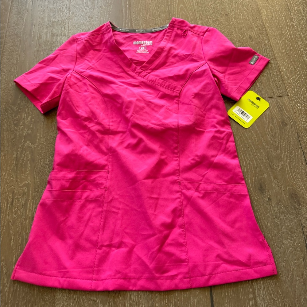 Momentum by Maevn Bright Pink Scrub Top